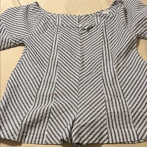 Black Stripe Seersucker Romper NWOT